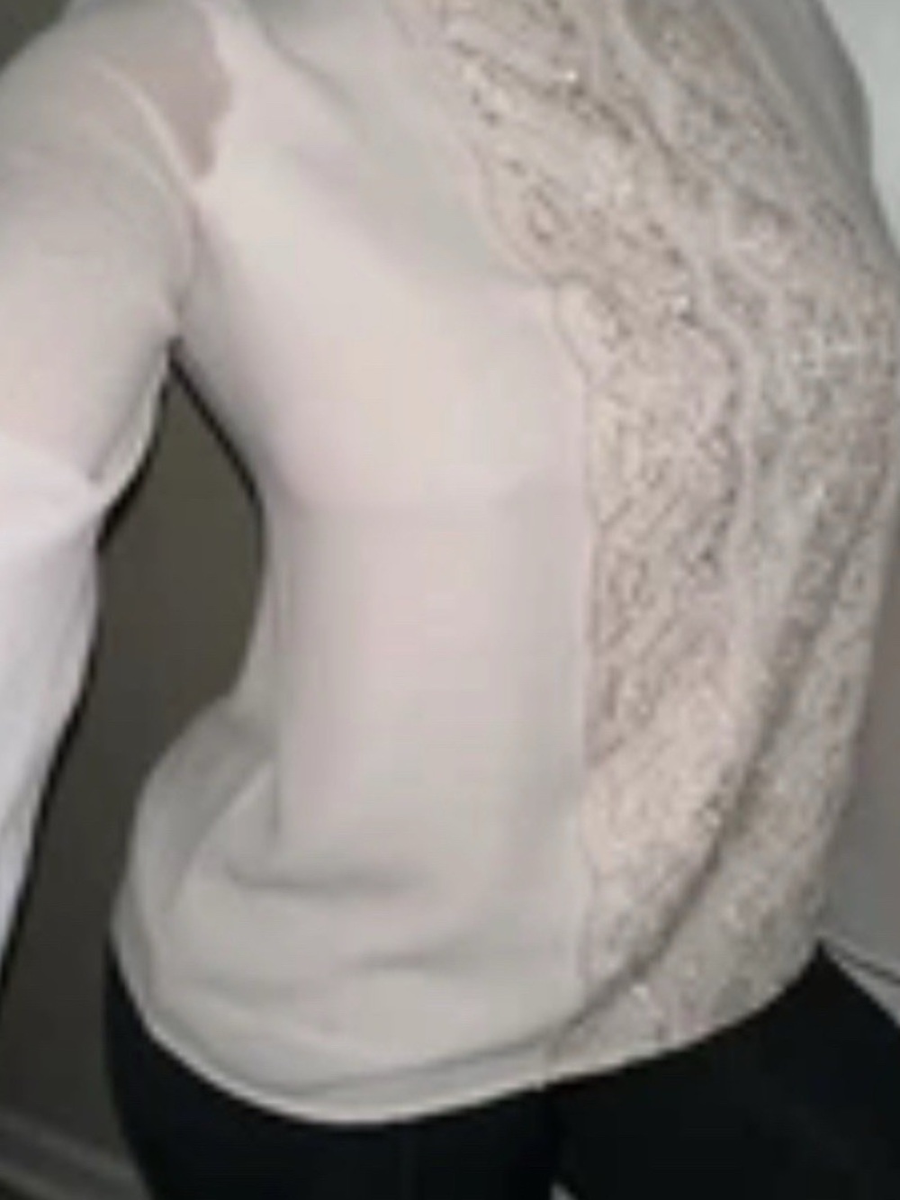 White House Black Market Baby Pink Crochet Embroidered Pullover Chiffon Top 2P